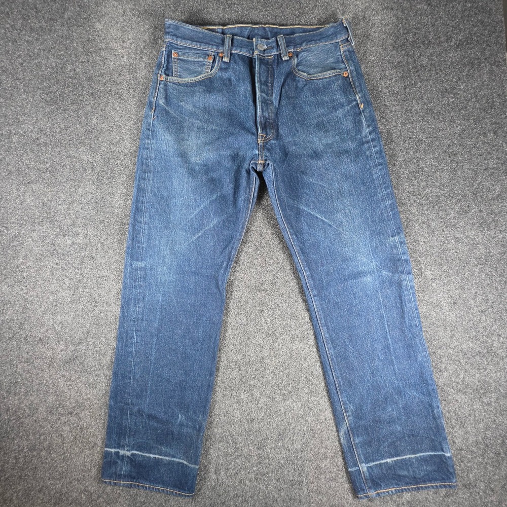Levis 501 Original Fit Jeans Men 34x32(31x29) Blue Straight Leg Button Fly Denim
